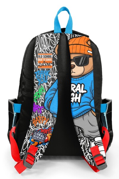 Coral High Kids Grafiti Ayıcık Desenli Üç Bölmeli Okul Sırt Çantası 33250 - 2