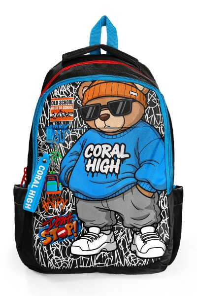 Coral High Kids Grafiti Ayıcık Desenli Üç Bölmeli Okul Sırt Çantası 33250 - 6