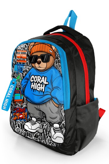 Coral High Kids Grafiti Ayıcık Desenli Üç Bölmeli Okul Sırt Çantası 33250 - 7