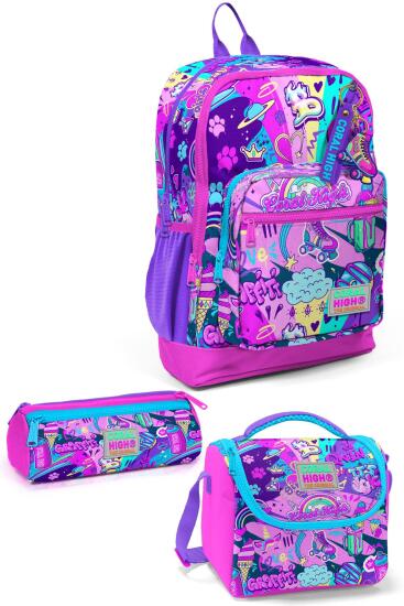 Coral High Kids Grafiti Desenli 3’lü Okul Çanta Seti SET0123760 - Coral High