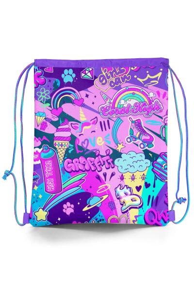 Coral High Kids Grafiti Desenli İpli Büzgülü Sırt Çantası 12648 - 5
