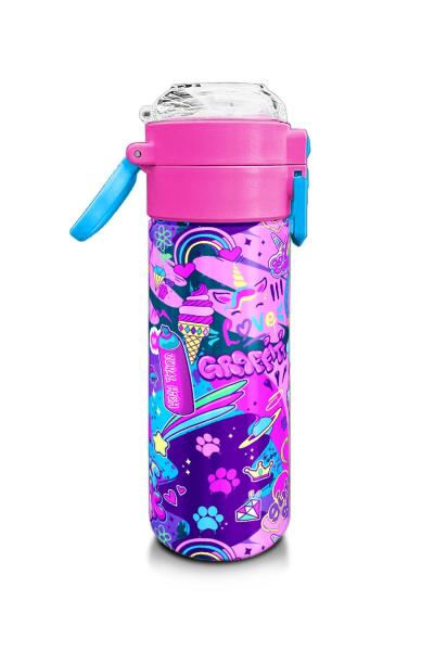 Coral High Kids Grafiti Desenli Pipetli ve Direkt İçim Çelik Termos 500 ml 31961 - 2