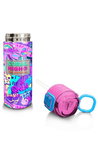 Coral High Kids Grafiti Desenli Pipetli ve Direkt İçim Çelik Termos 500 ml 31961 - 4