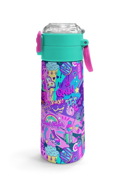 Coral High Kids Grafiti Desenli Pipetli ve Direkt İçim Çelik Termos 500 ml 31961 - 3