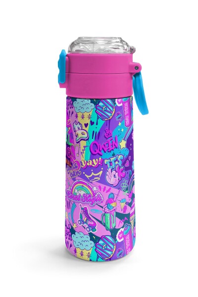 Coral High Kids Grafiti Desenli Pipetli ve Direkt İçim Çelik Termos 500 ml 31961 - 3