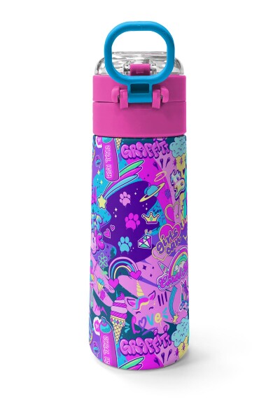Coral High Kids Grafiti Desenli Pipetli ve Direkt İçim Çelik Termos 500 ml 31961 - 4