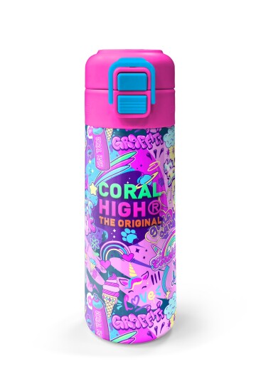 Coral High Kids Grafiti Desenli Pipetli ve Direkt İçim Çelik Termos 500 ml 31961 - 4