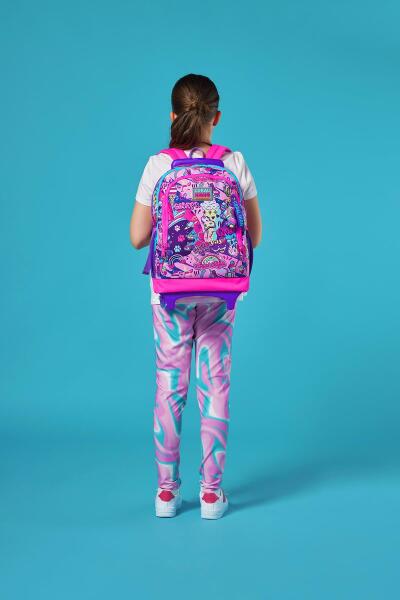 Coral High Kids Grafiti Desenli Üç Bölmeli Çekçekli Okul Sırt Çantası 23960 - 11