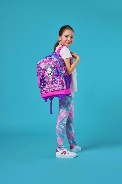 Coral High Kids Grafiti Desenli Üç Bölmeli Çekçekli Okul Sırt Çantası 23960 - 2