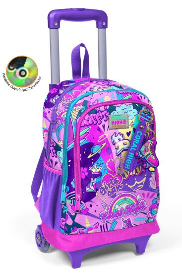Coral High Kids Grafiti Desenli Üç Bölmeli Çekçekli Okul Sırt Çantası 23960 