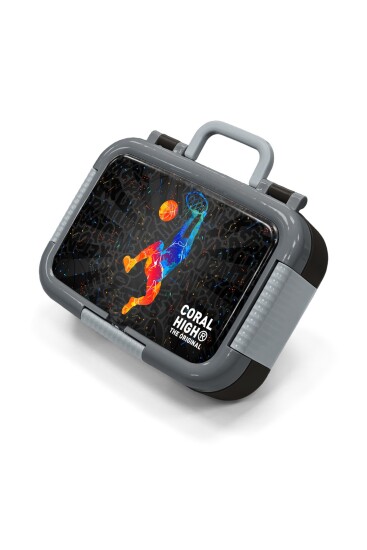 Coral High Kids Gri Basketbol Desenli Paslanmaz Çelik Beslenme Kabı 39177 - Coral High