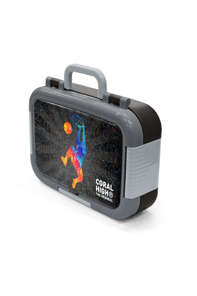 Coral High Kids Gri Basketbol Desenli Paslanmaz Çelik Beslenme Kabı 39177 - 4