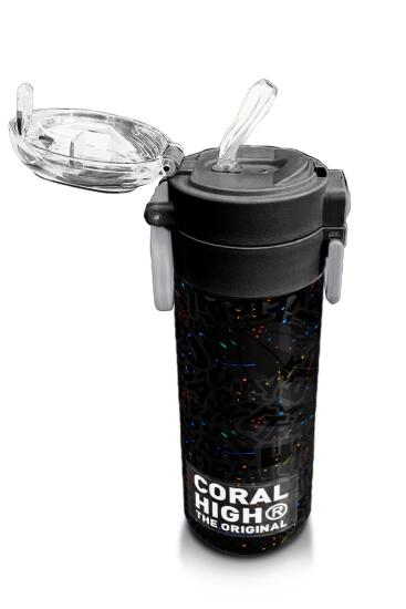 Coral High Kids Gri Basketbol Desenli Pipetli ve Direkt İçim Çelik Termos 500 ml 31856 - 5
