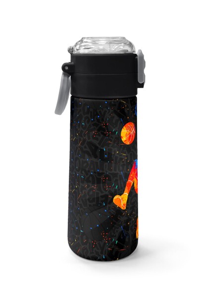 Coral High Kids Gri Basketbol Desenli Pipetli ve Direkt İçim Çelik Termos 500 ml 31856 - 2