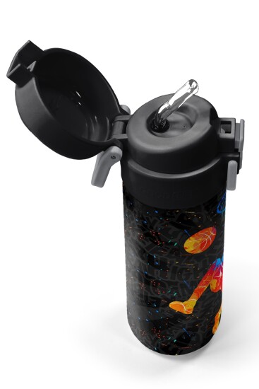Coral High Kids Gri Basketbol Desenli Pipetli ve Direkt İçim Çelik Termos 500 ml 31856 - 2