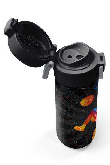 Coral High Kids Gri Basketbol Desenli Pipetli ve Direkt İçim Çelik Termos 500 ml 31856 - 3
