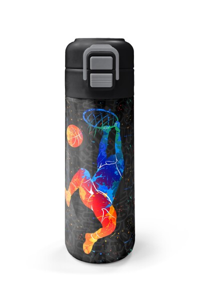 Coral High Kids Gri Basketbol Desenli Pipetli ve Direkt İçim Çelik Termos 500 ml 31856 - 4