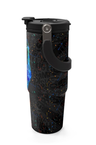 Coral High Kids Gri Basketbol Desenli Pipetli ve Direkt İçim Çelik Termos 900 ml 38712 - 5