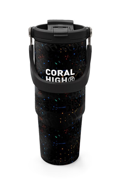 Coral High Kids Gri Basketbol Desenli Pipetli ve Direkt İçim Çelik Termos 900 ml 38712 - 7