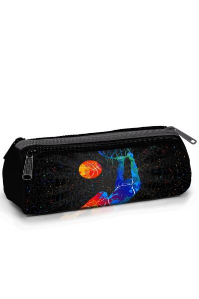 Coral High Kids Gri Basketbol Desenli Üç Bölmeli Kalem Çantası 11170 - 1