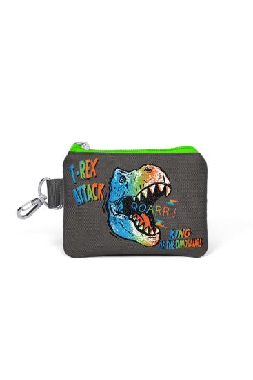 Coral High Kids Gri Dinozor Desenli Bozuk Para Çantası 21874 - Coral High KIDS