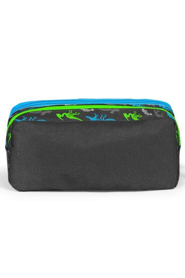 Coral High Kids Gri Dinozor Desenli İki Bölmeli Kalem Çantası 12055 - 3