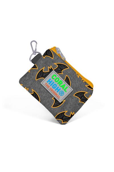 Coral High Kids Koyu Gri Hardal Yarasa Desenli Bozuk Para Çantası 21821 - 3