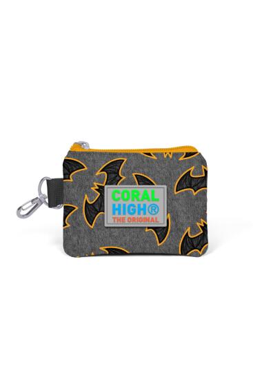 Coral High Kids Koyu Gri Hardal Yarasa Desenli Bozuk Para Çantası 21821 