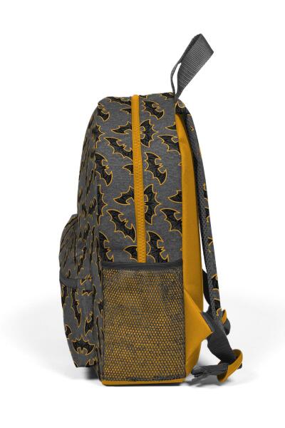 Minik Yuva Sırt Çantası Koyu Gri Hardal Yarasa Desenli İki Bölmeli 23521 - 6