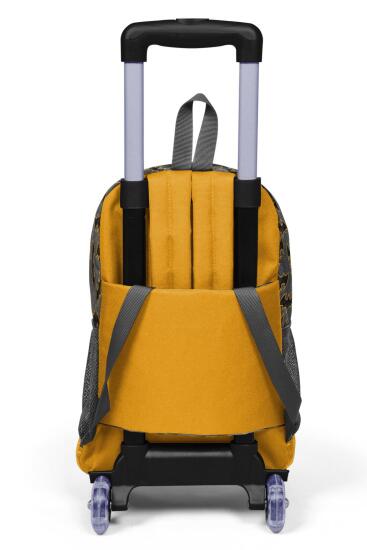 Coral High Kids Koyu Gri Hardal Yarasa Desenli Üç Bölmeli Çekçekli Okul Sırt Çantası 23921 - 3