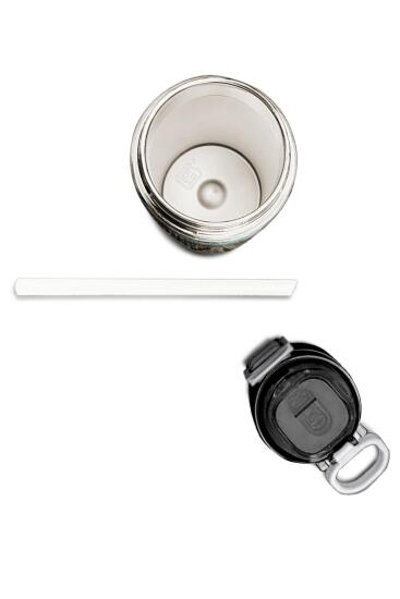 Coral High Kids Gri Hardal Yarasa Desenli Pipetli ve Direkt İçim Çelik Termos 500 ml 31932 - 7