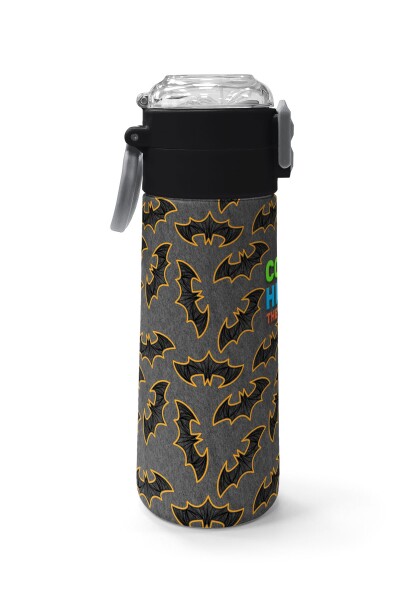 Coral High Kids Gri Hardal Yarasa Desenli Pipetli ve Direkt İçim Çelik Termos 500 ml 31932 - 2