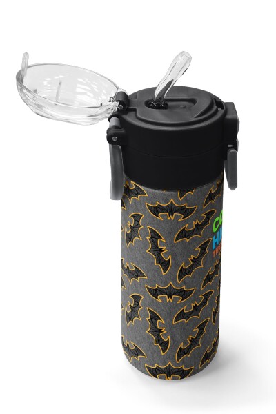 Coral High Kids Gri Hardal Yarasa Desenli Pipetli ve Direkt İçim Çelik Termos 500 ml 31932 - 5