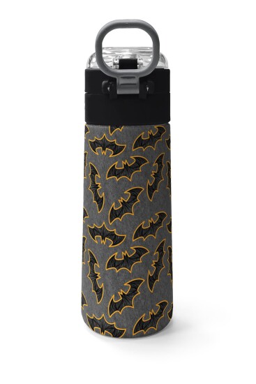 Coral High Kids Gri Hardal Yarasa Desenli Pipetli ve Direkt İçim Çelik Termos 500 ml 31932 - 4