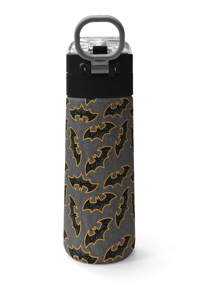 Coral High Kids Gri Hardal Yarasa Desenli Pipetli ve Direkt İçim Çelik Termos 500 ml 31932 - 4