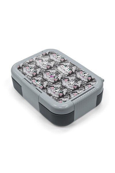 Coral High Kids Gri Kedi Desenli Paslanmaz Çelik Beslenme Kabı 39172 - 2