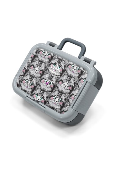 Coral High Kids Gri Kedi Desenli Paslanmaz Çelik Beslenme Kabı 39172 - 1