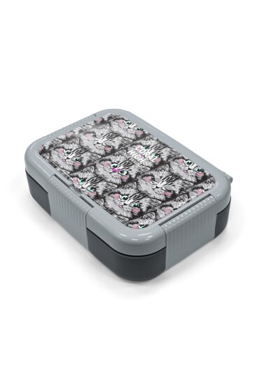 Coral High Kids Gri Kedi Desenli Paslanmaz Çelik Beslenme Kabı 39172 - 2