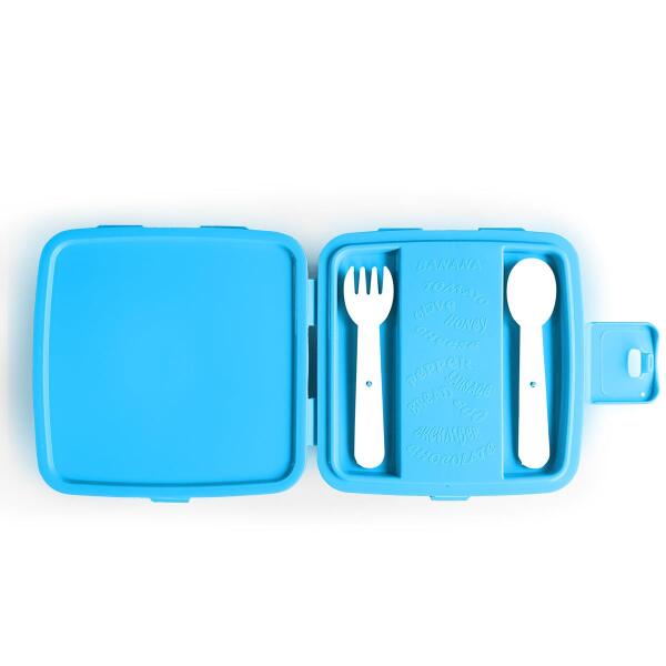 Coral High Kids Gri Mavi Pembe Anime Desenli Bölmeli Çatal ve Kaşıklı Beslenme Kabı 12907 - 2
