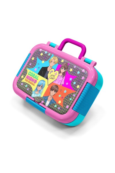 Coral High Kids Gri Mavi Pembe Anime Desenli Paslanmaz Çelik Beslenme Kabı 39249 - 1