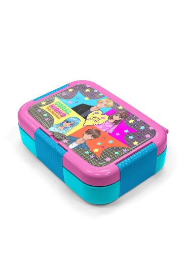 Coral High Kids Gri Mavi Pembe Anime Desenli Paslanmaz Çelik Beslenme Kabı 39249 - 2