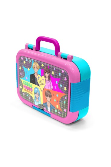 Coral High Kids Gri Mavi Pembe Anime Desenli Paslanmaz Çelik Beslenme Kabı 39249 - 4