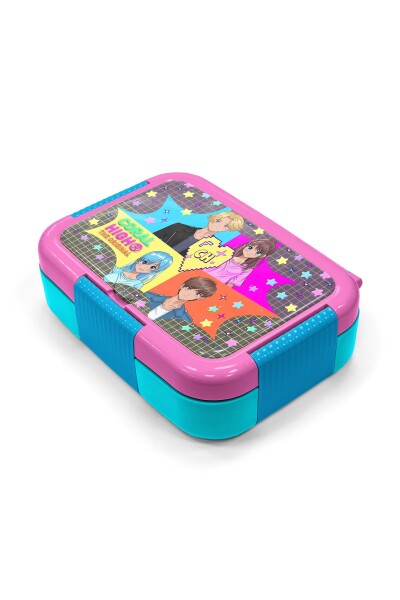 Coral High Kids Gri Mavi Pembe Anime Desenli Paslanmaz Çelik Beslenme Kabı 39249 - 2