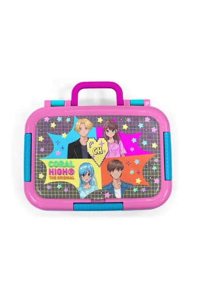 Coral High Kids Gri Mavi Pembe Anime Desenli Paslanmaz Çelik Beslenme Kabı 39249 - 5