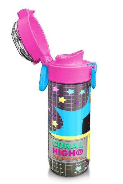 Coral High Kids Gri Mavi Pembe Anime Desenli Pipetli ve Direkt İçim Çelik Termos 500 ml 31943 - 6