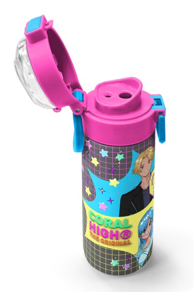 Coral High Kids Gri Mavi Pembe Anime Desenli Pipetli ve Direkt İçim Çelik Termos 500 ml 31943 - 6