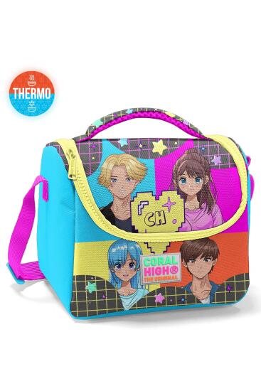 Coral High Kids Gri Mavi Pembe Anime Desenli Thermo Beslenme Çantası 11737 - Coral High KIDS