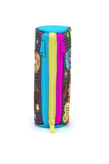 Coral High Kids Gri Mavi Pembe Anime Desenli Üç Bölmeli Kalem Çantası 22037 - 2