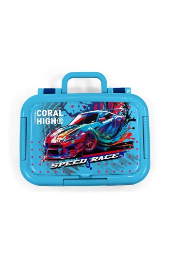 Coral High Kids Gri Mavi Yarış Arabası Desenli Paslanmaz Çelik Beslenme Kabı 39336 - 5