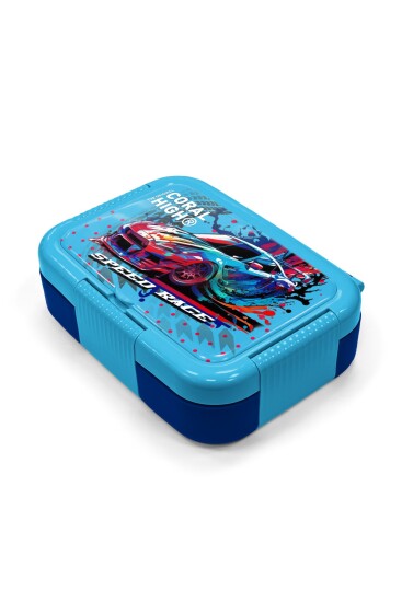 Coral High Kids Gri Mavi Yarış Arabası Desenli Paslanmaz Çelik Beslenme Kabı 39336 - 2